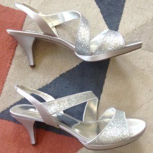 Nina Bridal Bridesmaid Silver Strappy Sandals Heel